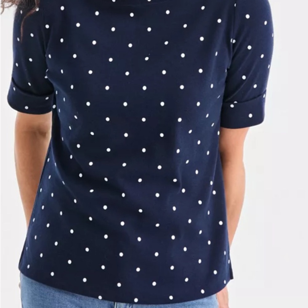 Women’s Navy Polka Dot Short Sleeve Top